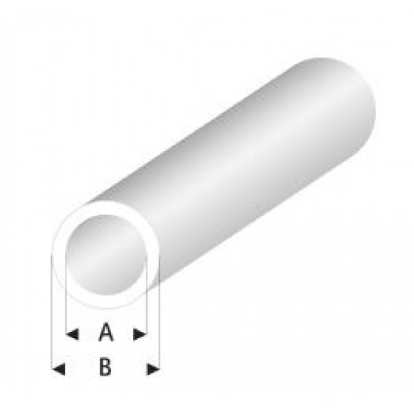 Styrene Tube, Clear White 4,0x5,0mm 33cm