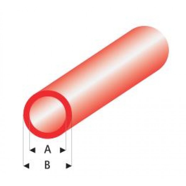 Styrene Tube, Clear Red 3,0x4,0mm 33cm